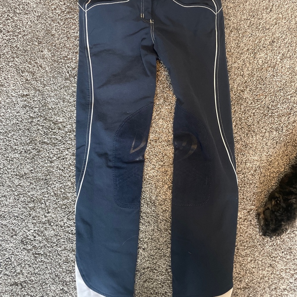 Devon-Aire Blue And White Knee Patch Breeches. Si… - image 2